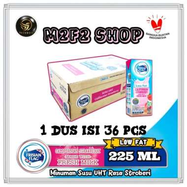 Promo Harga Frisian Flag Susu UHT Purefarm Low Fat Strawberry 225 ml - Blibli