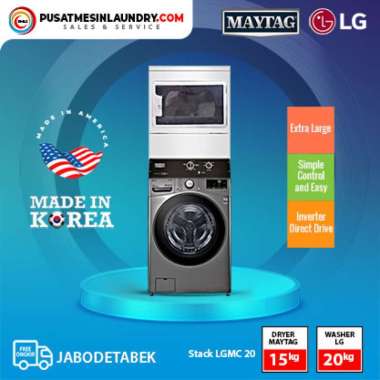 Stack LGM - Washer LG 20Kg, Dryer Maytag 15 Kg. Mesin Cuci Bedcover Mesin Cuci