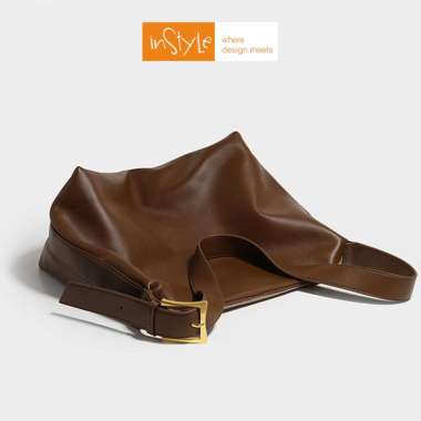 Tas Korean Style Tas Bahu Wanita Textured Import PU Leather Lembut Fashion 2021 (T2-004) Coklat