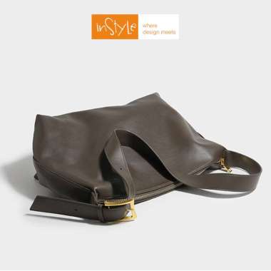 Tas Korean Style Tas Bahu Wanita Textured Import PU Leather Lembut Fashion 2021 (T2-004) Abu