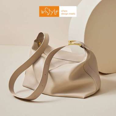 Tas Korean Style Tas Bahu Wanita Textured Import PU Leather Lembut Fashion 2021 (T2-004) Cream