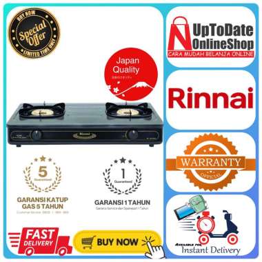 KOMPOR GAS 2 TUNGKU RINNAI RI-602BGX API TORNADO STAINLESS STEEL TOP PLATE