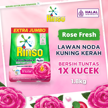 Promo Harga Rinso Anti Noda Deterjen Bubuk + Molto Pink Rose Fresh 1800 gr - Blibli