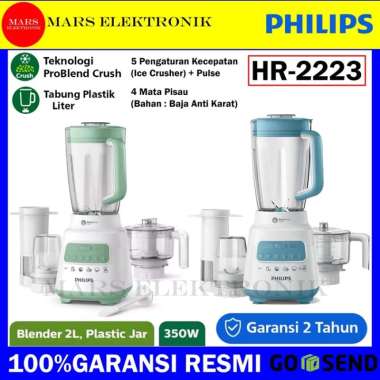 BLENDER PHILIPS HR-2223 / PLASTIK / 4 IN 1 / FULL SET / HR 2223 / READY / PELUMAT PHILIPS GREEN