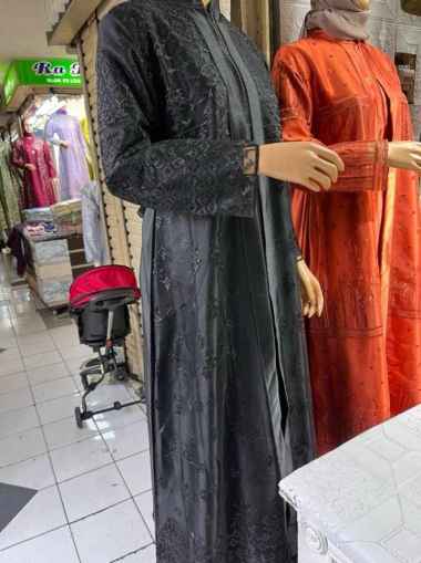 Dress Brokat Corneli Tulang Kombinasi Moscrepe Gamis Brokat Terbaru Gamis Pesta JUMKEN hitam