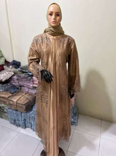 Gamis Brokat Corneli Tulang Kombinasi Moscrepe Dress Brokat Terbaru Gamis NIKITA moca