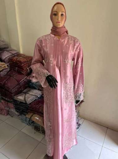 Gamis Brokat Corneli Tulang Kombinasi Moscrepe Dress Brokat Terbaru Gamis NIKITA dusty