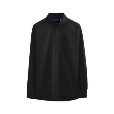 Kasual Baju Kemeja Basic Oxford Black Shirt L