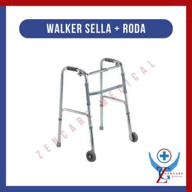 Tongkat Walker Sella / Dengan Roda / Alat Bantu Jalan Lansia