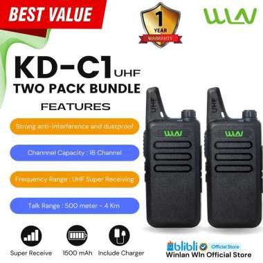 WLN WINLAN HT WALKIE TALKIE KD-C1 UHF 2PCS Tanpa Charger Dekstop putih