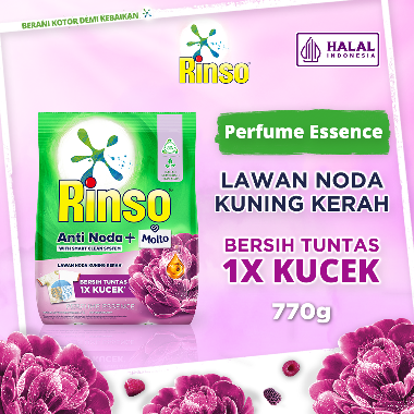 Promo Harga Rinso Anti Noda Deterjen Bubuk + Molto Purple Perfume Essence 770 gr - Blibli