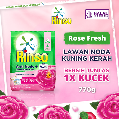 Promo Harga Rinso Anti Noda Deterjen Bubuk + Molto Pink Rose Fresh 770 gr - Blibli