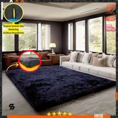 Karpet bulu tikar-matras uk 200x120x3,5cm hitam