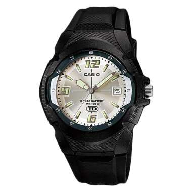 Jam Tangan Pria Casio General MW-600F-7AVDF 10 Year Battery Life Silver Dial Black Resin Band Hitam