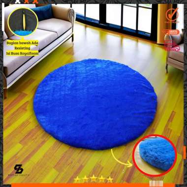 OEM karpet bulu bulat dimensi 100 cm karpet bulu hitam