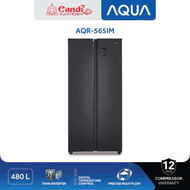 AQUA JAPAN Kulkas AQR-565IM(GB) 480 Liter Side By Side Anti Bacterial