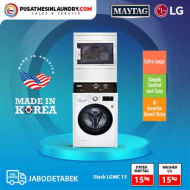 Stack Washer LG 15 Kg & Dryer Maytag 15 Kg, Stack Mesin Cuci LG 15 Kg & Dryer Maytag 15 Kg, Stack LG