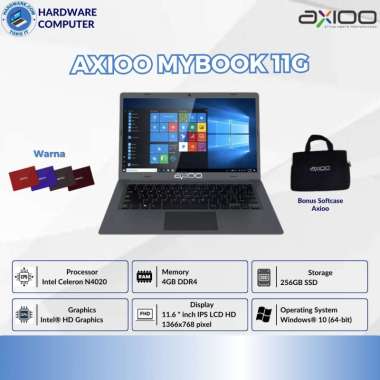 Axioo MyBook 11G Intel N4000 RAM 4GB SSD 256GB 11"HD windows 10 preinstalled Brown