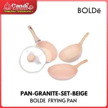 BOLDE FRYING PAN PAN-GRANITE-SET-BEIGE - Wajan Panci Set 3+1 pcs Beige