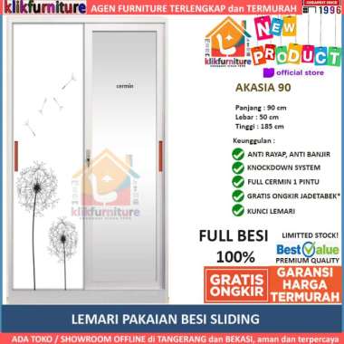 PROMO Lemari Pakaian Besi Pintu SLIDING Anti Rayap Banjir AKASIA 90