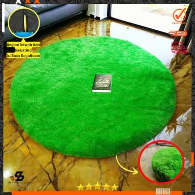 Karpet bulu bulat diameter 100 tebal 4.5cm isi busa Royal foam maroon
