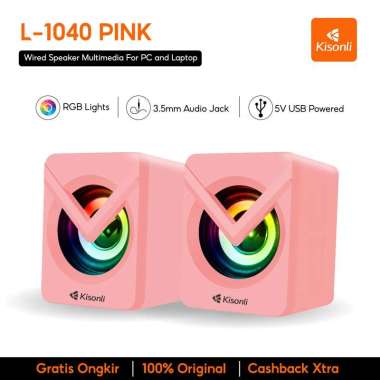 KISONLI Gaming Speaker Komputer/Laptop L-1040 LED RGB Light With Switch Volume Control - Pink