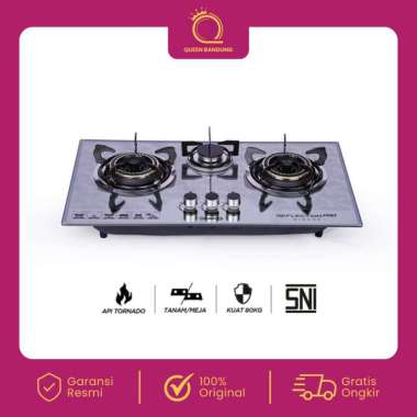 NIKO Kompor Gas Kaca 3 Tungku Reflection Pro Mirror Kompor Gas Tanam