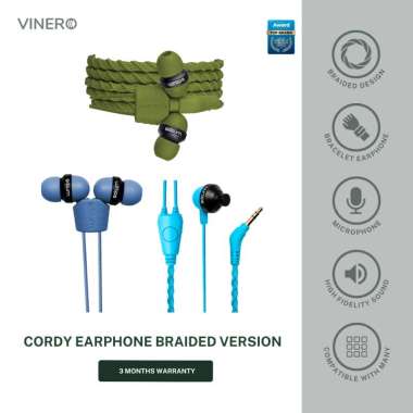 Vinero Cordy In Ear Earphone HiFi Sound Quality Magnetic Microphone Wraps - SkyBlue