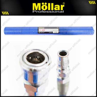 MOLLAR Selang Recoil 12 Meter Spiral Kompresor Angin Air PU Hose Biru