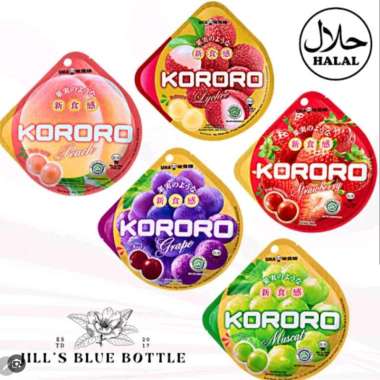 Permen KORORO UHA jelly candy Peach, Strawberry, Grape, Muscat, Lychee 40g Grape