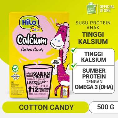 HiLo School Cotton Candy 500g - Susu Tinggi Kalsium Lebih Rendah Lemak