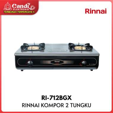 RINNAI Kompor Gas 2 Tungku Anti Gores Jenis Api Tornado RI-712BGX hitam