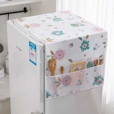 Kain/ Taplak Penutup Kulkas/Cover Penutup Kulkas Waterproof Peva KS002P.Flower
