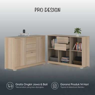 Pro Design Lanev Bufet [2 Pintu/ 3 Laci] Natural Oak