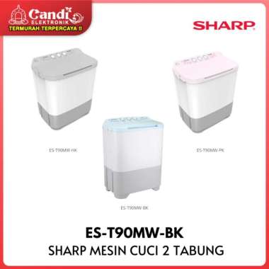 SHARP MESIN CUCI 2 TABUNG ES-T90MW-BK / ES T90MW BK / ES-T90MW - 8KG Abu - abu