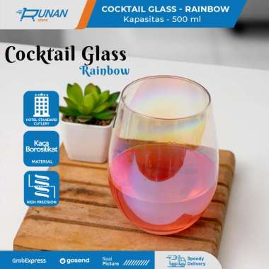 Gelas Kaca 500ml Crystal Rainbow Glass Gelas Minum Kopi Susu Teh 500ml