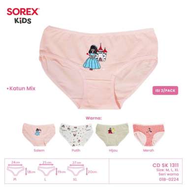 (2 PCS) Sorex Kids Celana Dalam Anak Perempuan CD Anak Katun Mix CD SK 1311 M