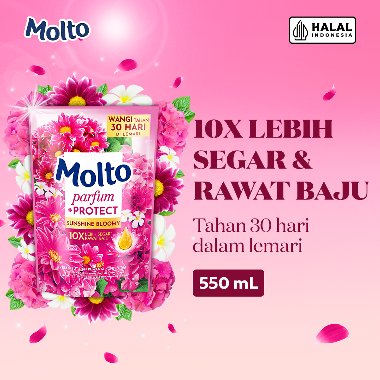 Molto Pelembut & Pewangi Pakaian Softener Konsentrat Parfum + Protect Sunshine Bloom 550 mL - -