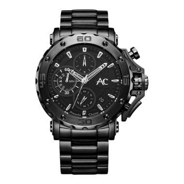 Jam Tangan Pria Alexandre Christie AC 9205 MC BEPBA Man Sport Black Dial Black Stainless Steel Strap
