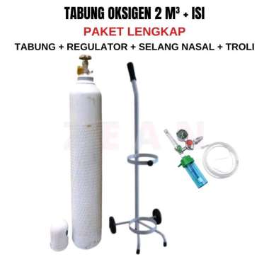 Paket Tabung Oksigen 2 M3 + Trolly + Regulator LENGKAP