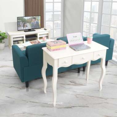 iFURNHOLIC GPW Desk Table - Meja Konsul Klasik Putih | Meja Belajar dengan Laci Penyimpanan - Furnit