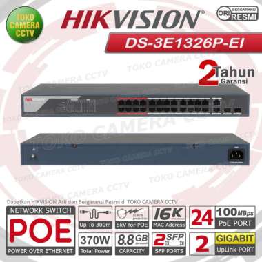 SWITCH POE HIKVISION 24 PORT 2 UPLINK