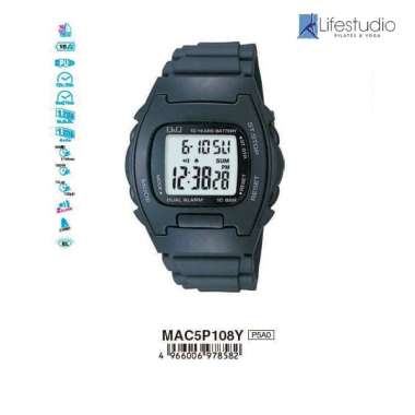 Jam Tangan Pria Sporty Casual Rubber Digital Original Q&Q QNQ QQ MAC5P Series Hitam