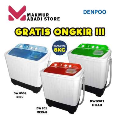 MESIN CUCI 2 TABUNG 8 KG DENPOO DW KAPASITAS 8 KG 801 MERAH