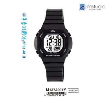 Jam Tangan Unisex Sporty Casual Rubber Digital Original Q&Q QNQ QQ M137J Series Hitam