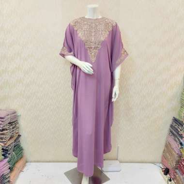 Raynara Kaftan - kaftan dewasa lebaran kondangan pesta payet mutiara mewah aksen renda LILAC
