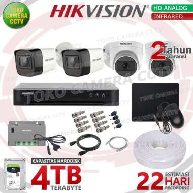 PAKET CCTV HIKVISION 5MP 4 CHANNEL 4CAMERA 4 TB