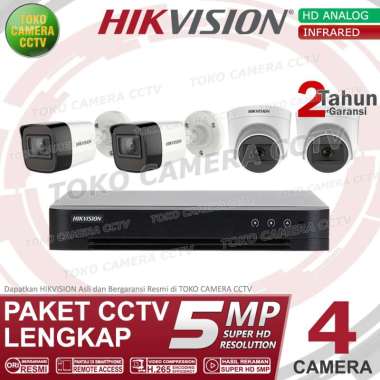 PAKET CCTV HIKVISION 5MP 4 CHANNEL 4CAMERA 1 TB