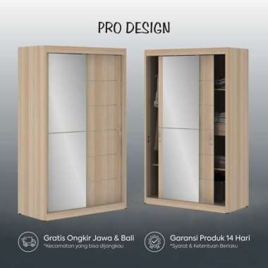 Pro Design Vegas Lemari Pakaian Sliding 120FN - Pro Oak