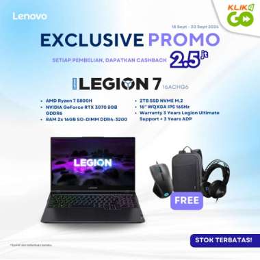 LENOVO LEGION 7 16ACHg6 - AMD Ryzen 7 5800H - RAM 32GB - 2TB SSD - VGA RTX 3070 8GB - 16 INCH - WIN